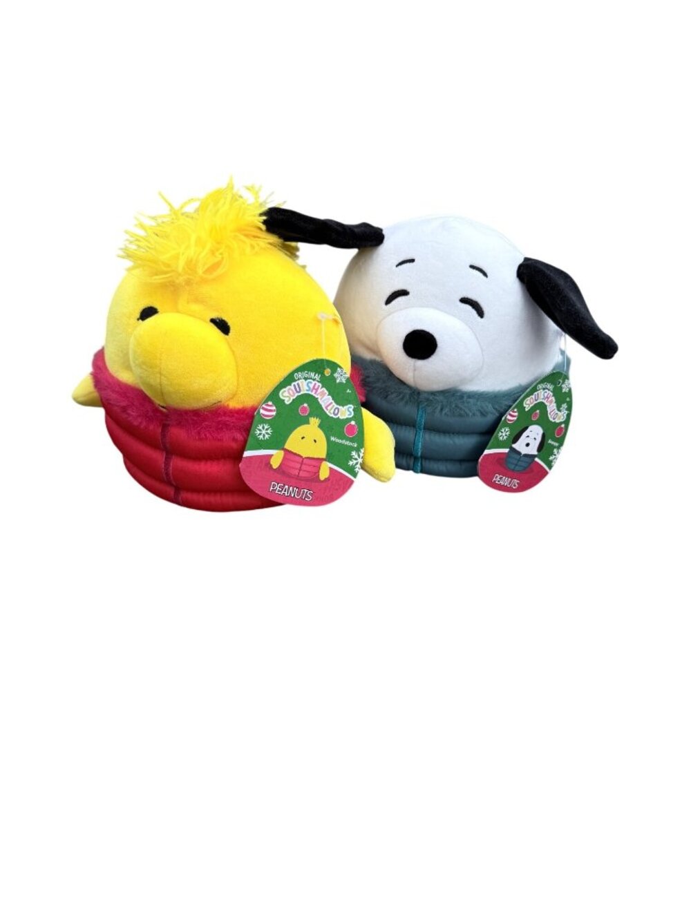Squishmallows Peanuts Snoopy & Woodstock Winter Puffer Holiday Plush Bundle NWT